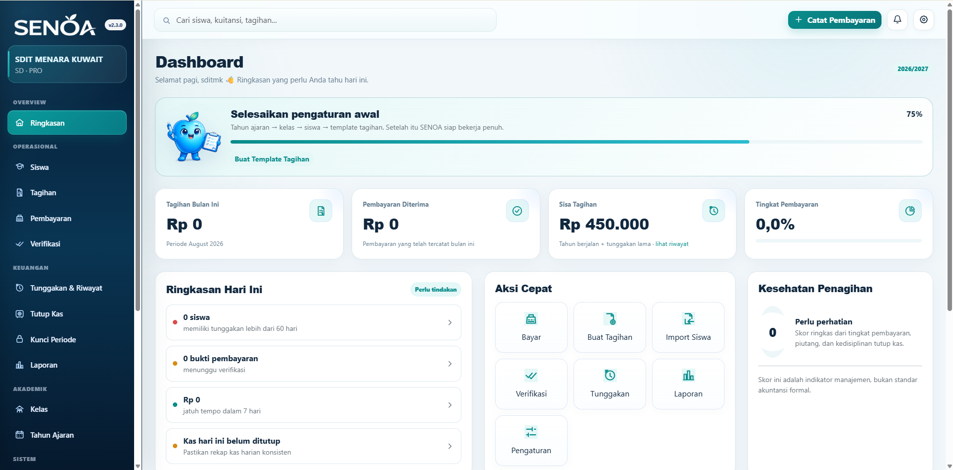 Dashboard browser SENOA